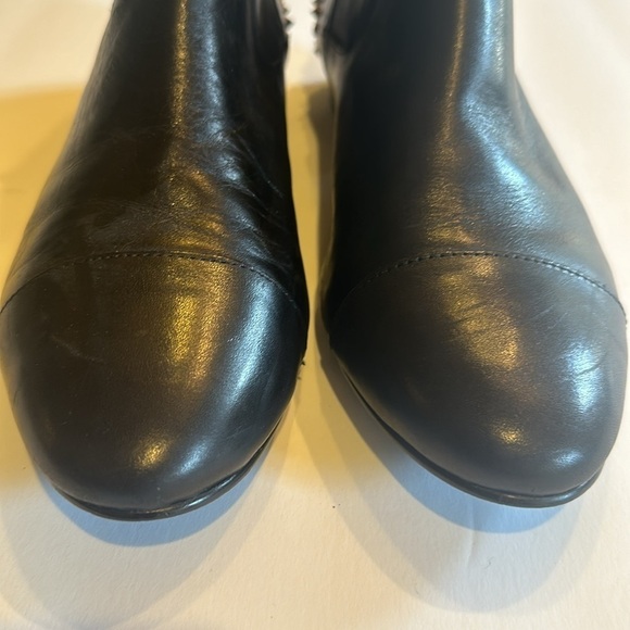 BCBG Logann ankle black booties gold dots & spikey embellishments leather upper - Picture 5 of 9